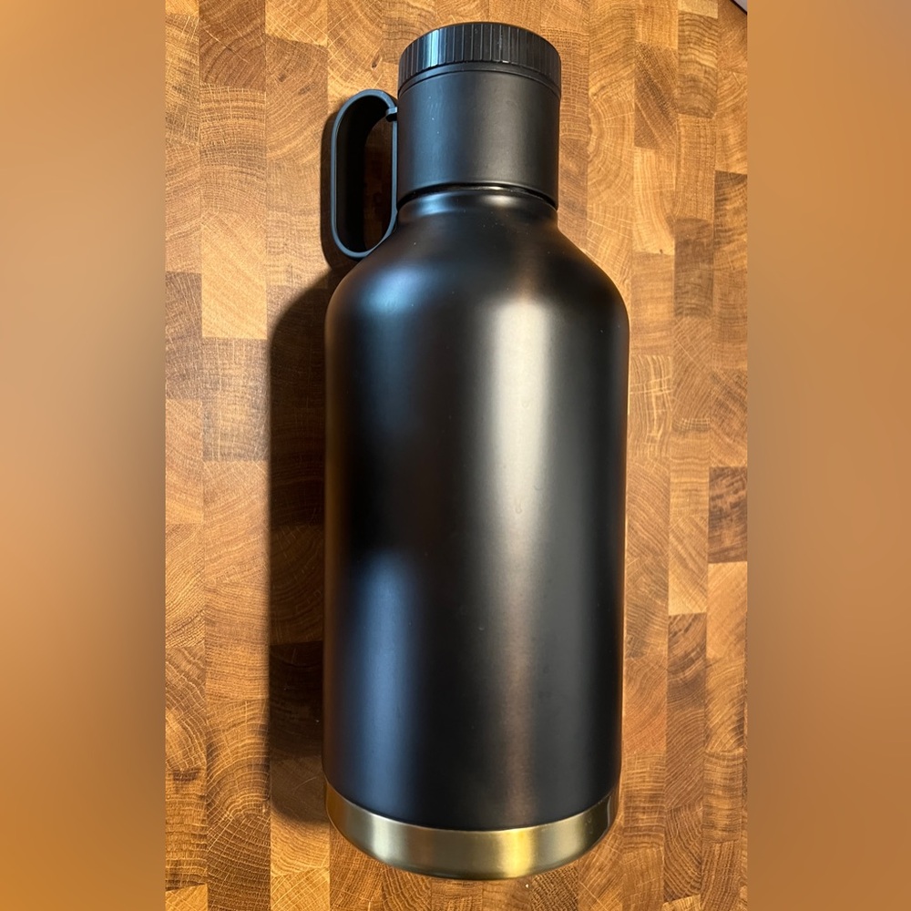RBT Beer Growler by Rabbit 64oz Black Metal Double Wall Jug Container